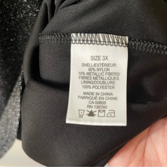 IN EVERY STORY Black Shimmer Top Blouse Sheer Sleeves Glitter Sparkle Plus Size - Picture 10 of 10